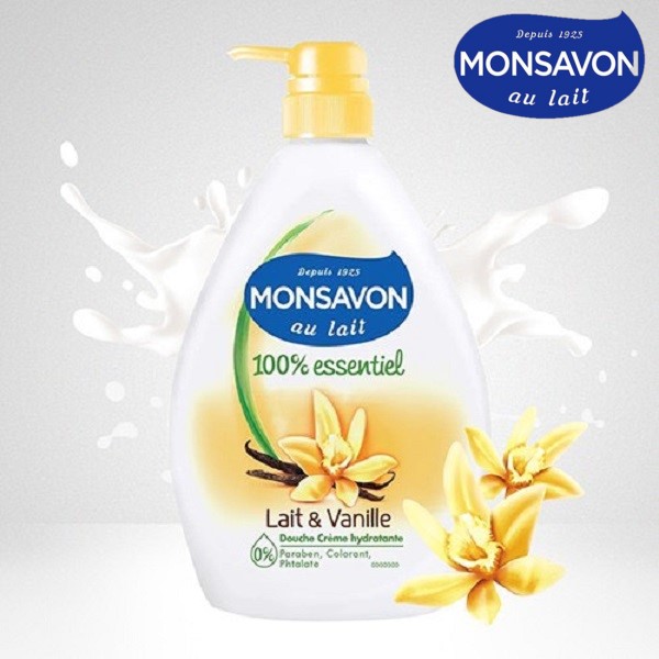 Sữa Tắm Monsavon Chiết Xuất Sữa Và Hoa Vani Dưỡng Da Trắng Mịn Lưu Hương Quyến Rũ Monsavon Lait & Vanille 1000ml