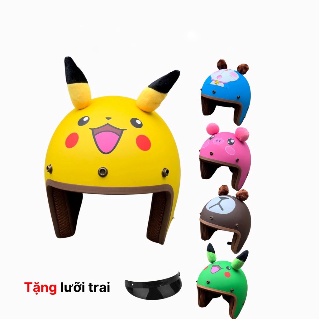Nón Bảo Hiểm 3/4 Doremon - Pikachu Người Lớn Cao Cấp