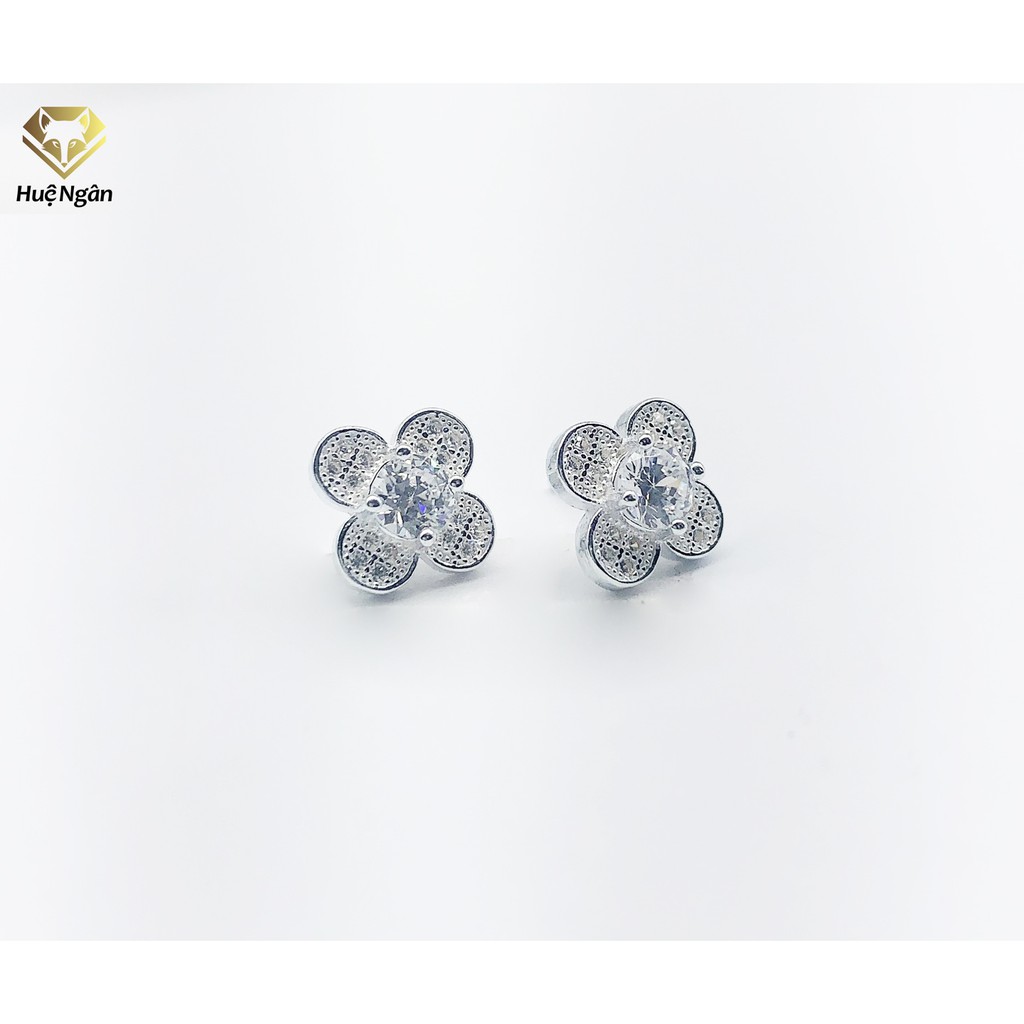 Bông tai bạc ý 925 huệ ngân - hoa đá đẹp rye140941