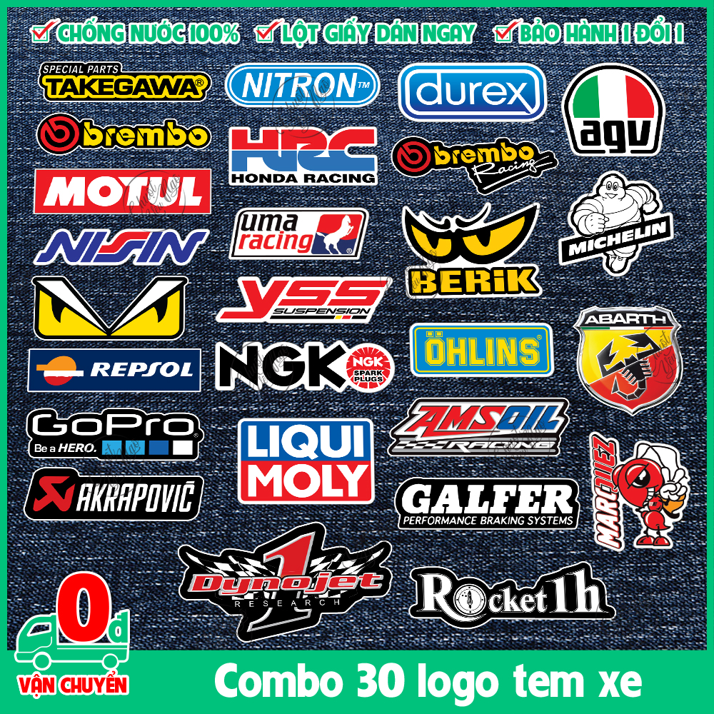 30 PCs car styling sticker decal sticker set phone laptop warranty motorbike helmet mm93 Galfer AMSOIL YSS Niton Motul nisin takeagawa Brembo ladies Durex fenta racing Ohlin Matis monster Abarth Liqui mixli AGV goPro case cover