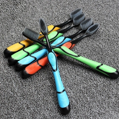 Combo 5 toothbrush activated bamboo charcoal bristle brush super soft protective teeth gums-table combed activated carbon help brush teeth cleaner massage gums