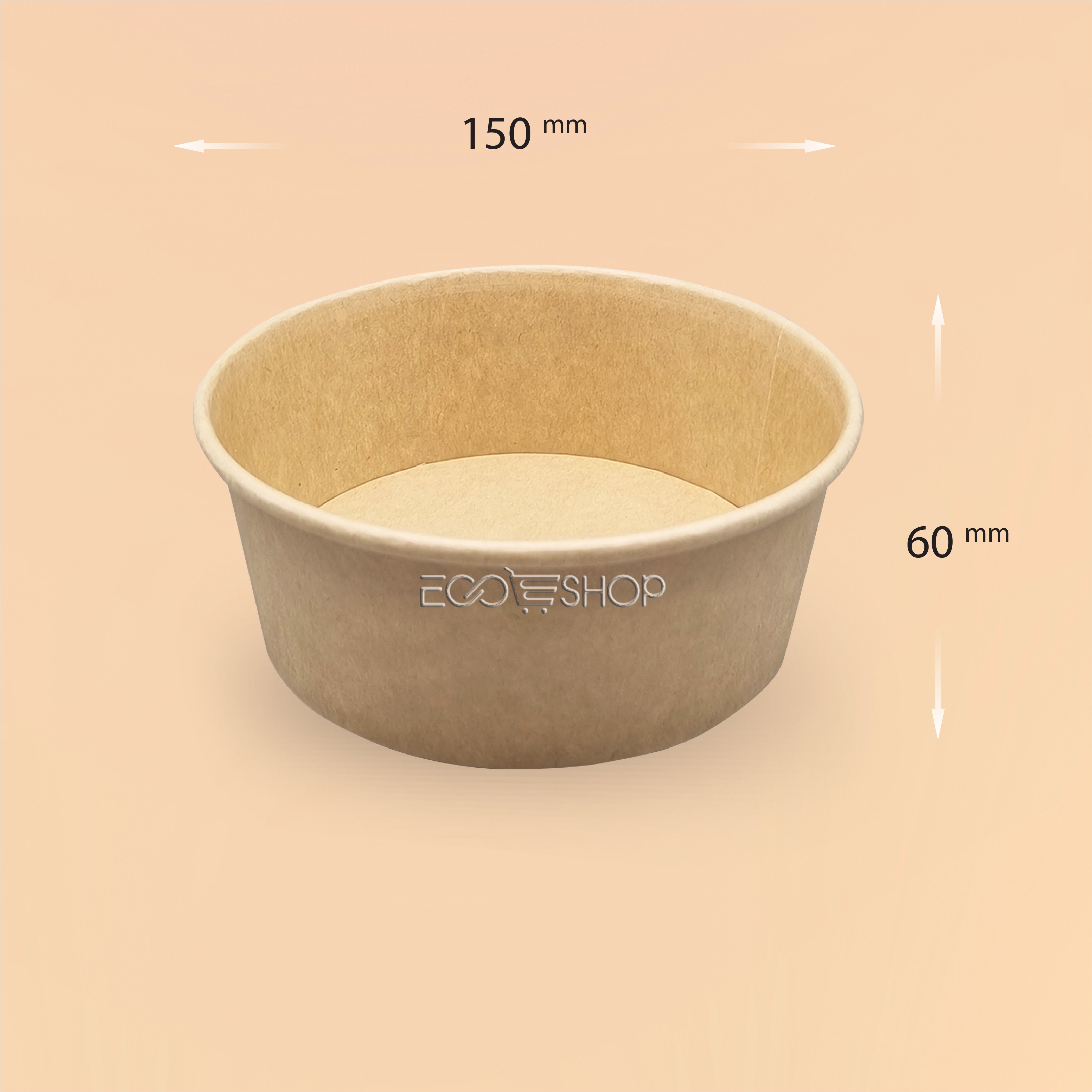 Tô giấy kraft 750ml + Nắp PET (Lốc 50 cái)