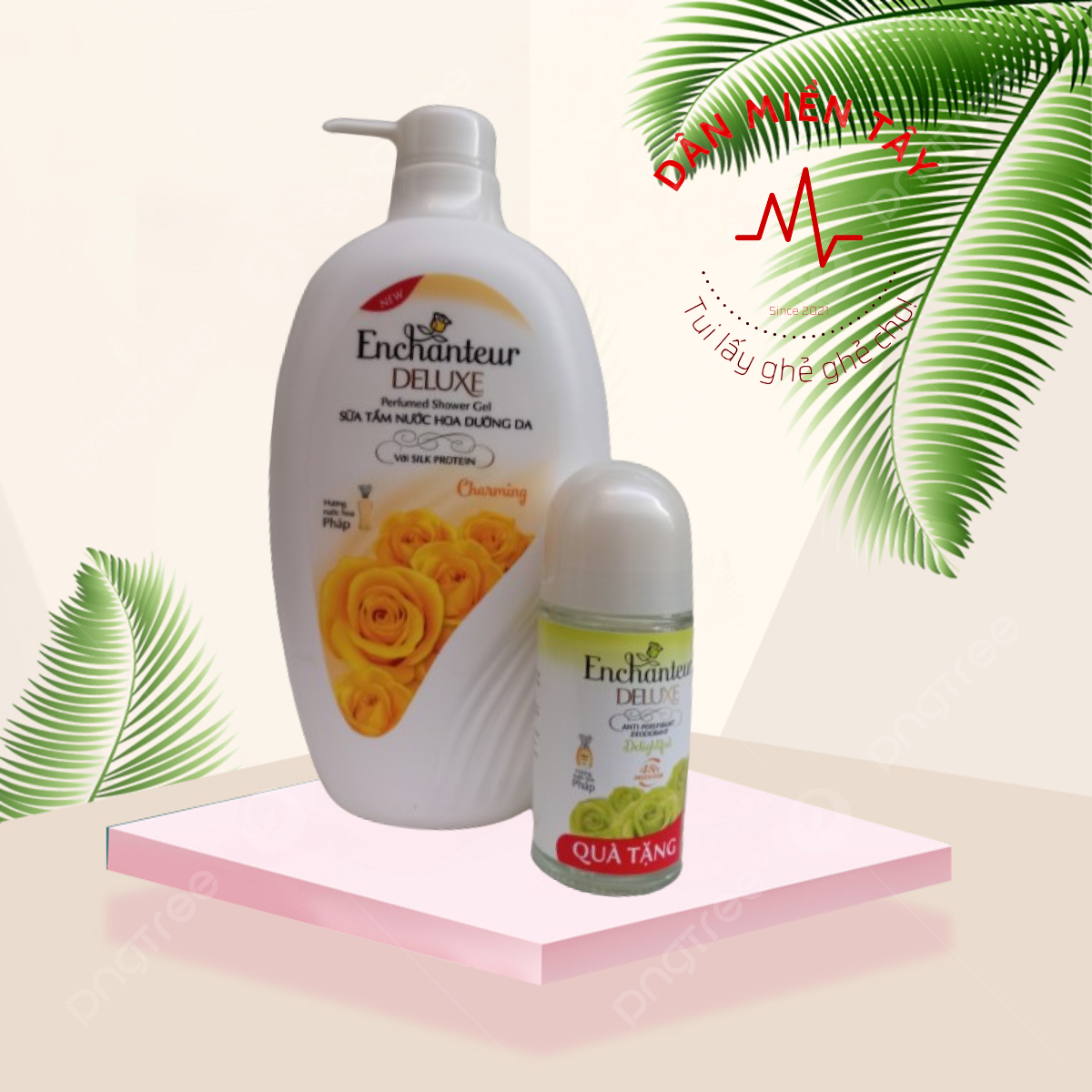 Sữa tắm hương nước hoa dưỡng da Enchanteur Charming 650gr + Tặng kèm Túi sữa tắm Charming 200gr