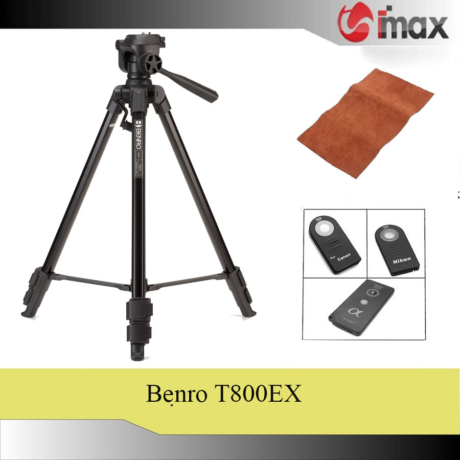 Chân máy ảnh Benro T800EX + Da cừu lau len (Da thật) + Remote cho máy ảnh