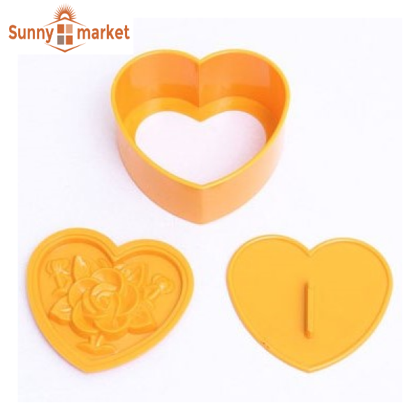 Khuôn làm xôi, khuôn nhấn xôi in hình trái tim hoa hồng cỡ lớn 15cm