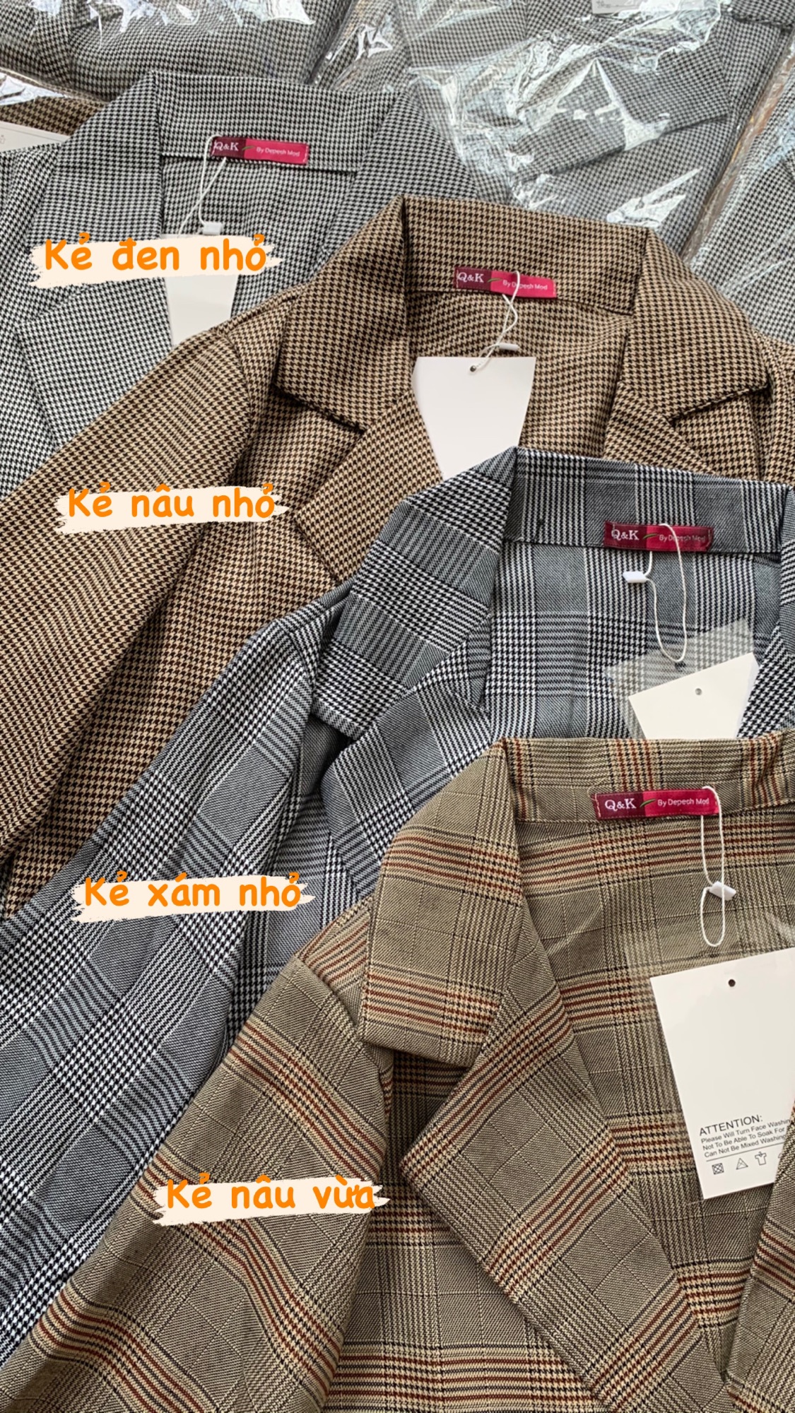 Áo blazer  kẻ loại 2 lớp có túi thật