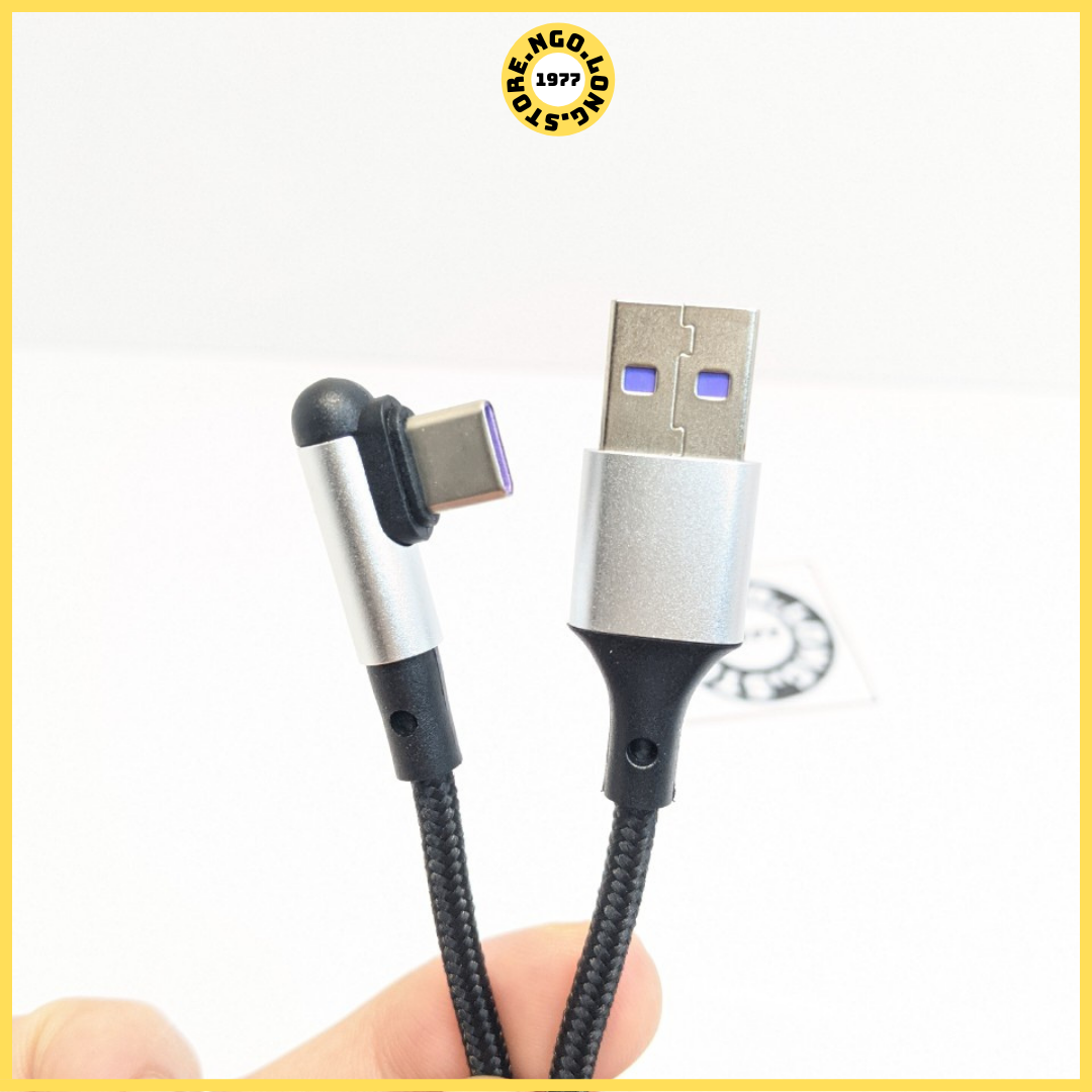 Dây Cáp Sạc Gập Đầu 1m2/ Cáp Sạc Nhanh 3A (Truyền Dữ Liệu) / Micro usb, type c, iphone, samsung - ( cáp sạc không vướng tay khi chơi game )