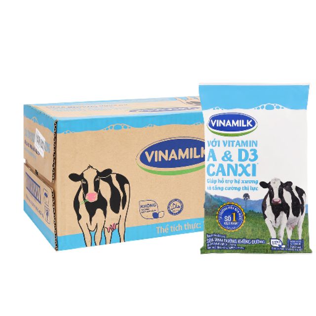 Thùng 48 bịch sữa dinh dưỡng Không Đường Vinamilk 220ml