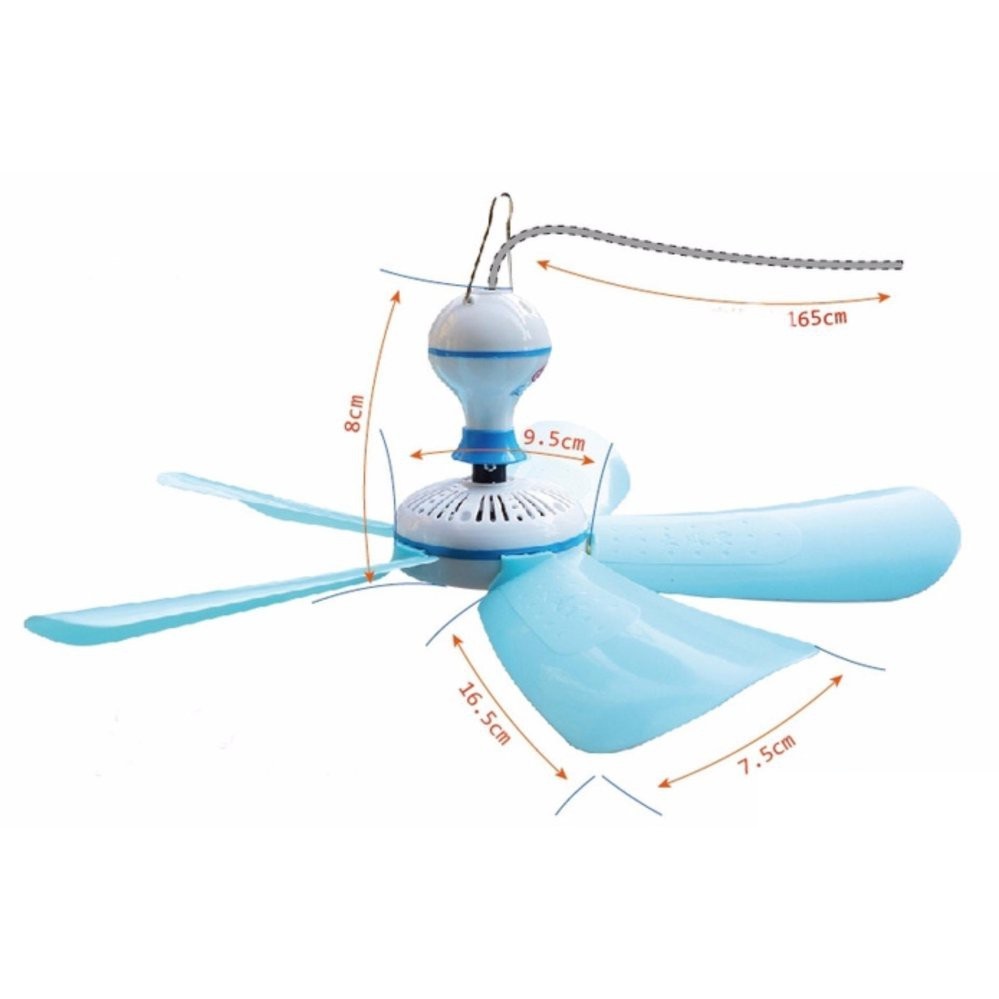Quạt treo trần Mini 5 cánh (Trắng phối xanh)