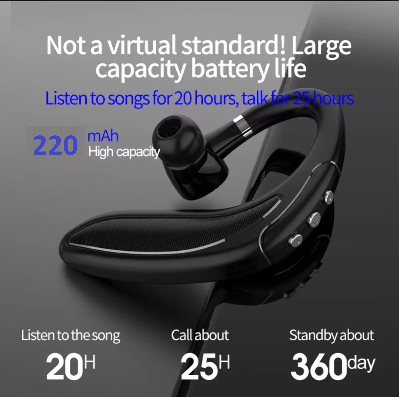 Tai nghe Bluetooth 5.0 tai nghe không dây HMB-18 kết nối 2 điện thoại xoay 180 độ pin 220mAh nghe nhạc 20 giờ đàm thoại 25 giờ tặng kèm tai nghe phụ.