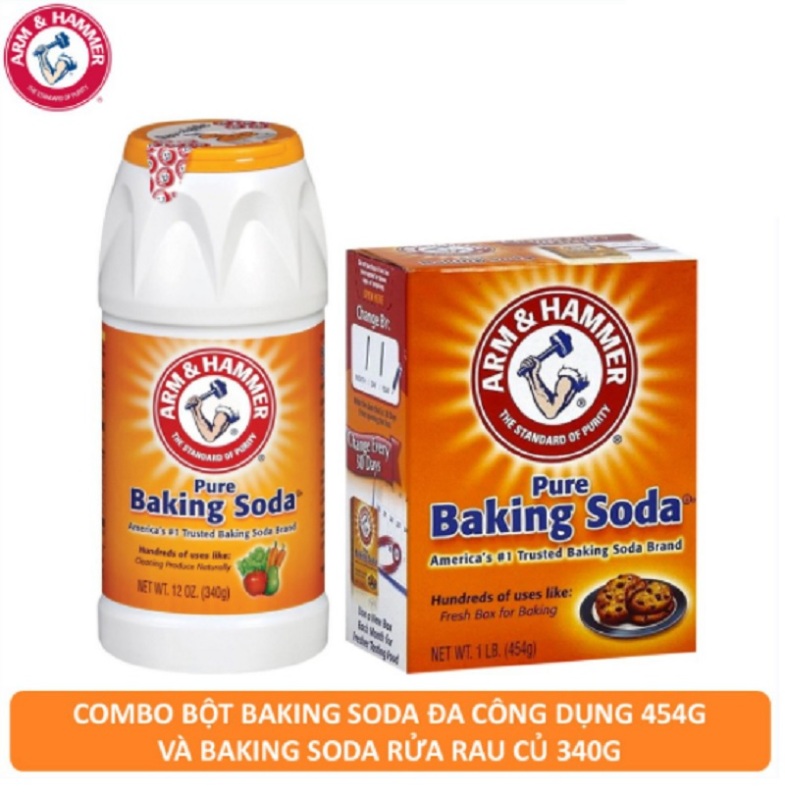 Combo Bột Baking Soda Đa Công Dụng 454g và Bột Baking Soda Chuyên Rửa Rau Củ 340g