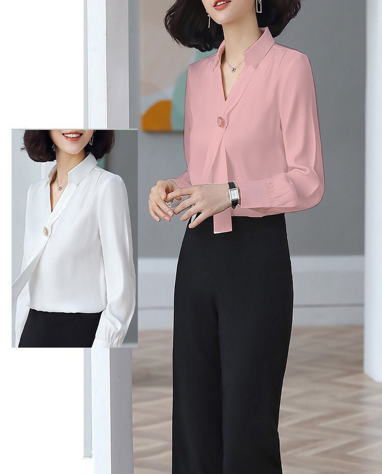 ÁO CỔ CÀ VẠT PHỐI NÚT SANG TRỌNG_[Giá gốc tận xưởng]