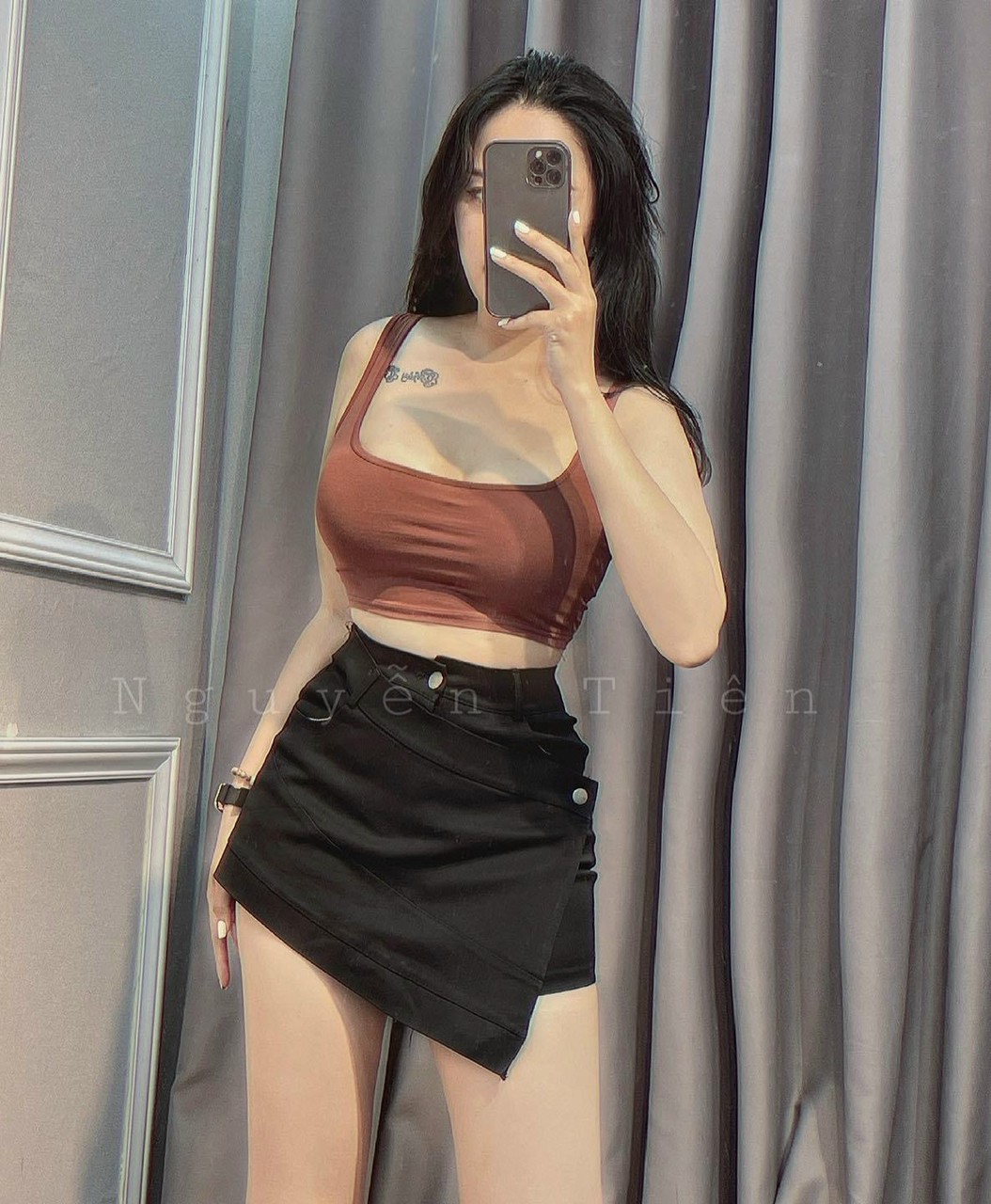 Váy Kaki Đắp Chéo