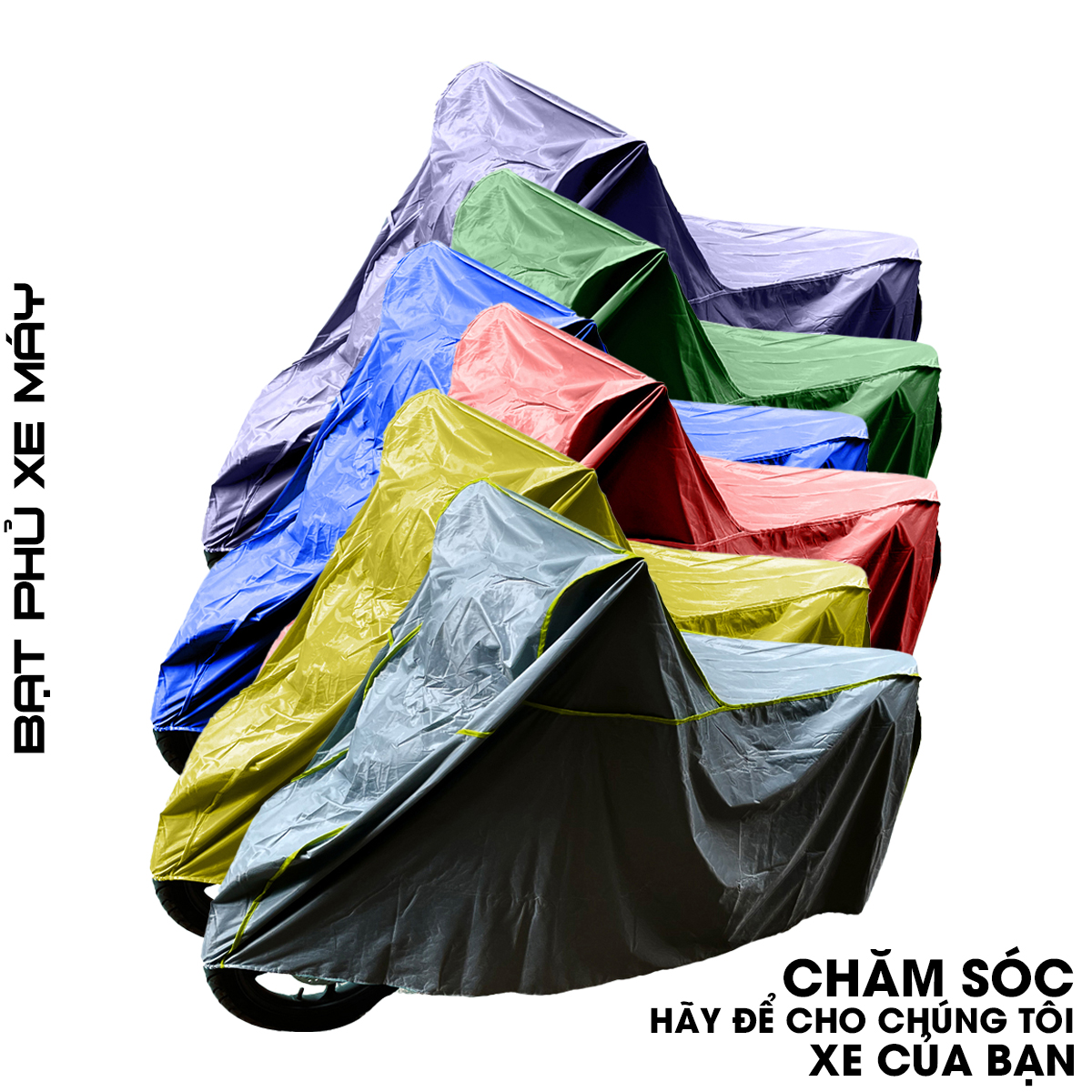 Bạt phủ xe máy che nắng mưa loại dày - vải dù phủ PVC - nặng từ 1kg-1.1 kg - chống nước - chống nắng - bảo hành 3 tháng