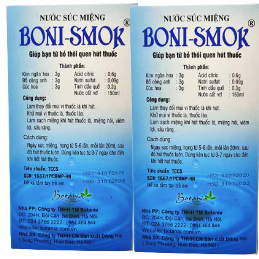 Boni-Smok Chai Nước súc miệng 250ml- Gia Hân