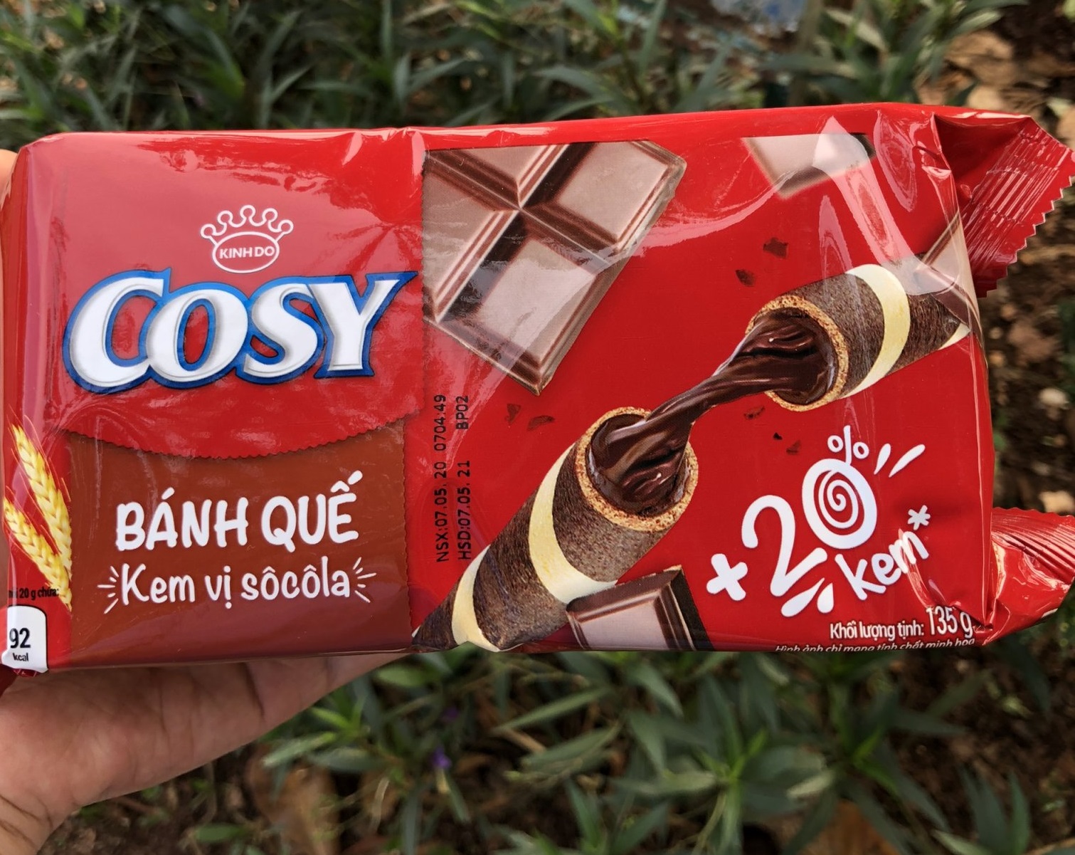 Bánh Quế Cosy Đủ Vị 135g (socola, lá dứa, dâu, cam)