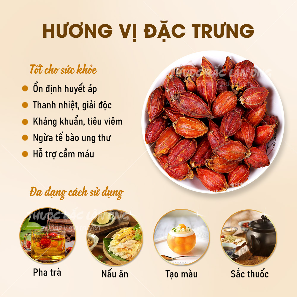 Quả dành dành 100g, chi tử khô tạo màu, mùi tự nhiên cho các món ăn