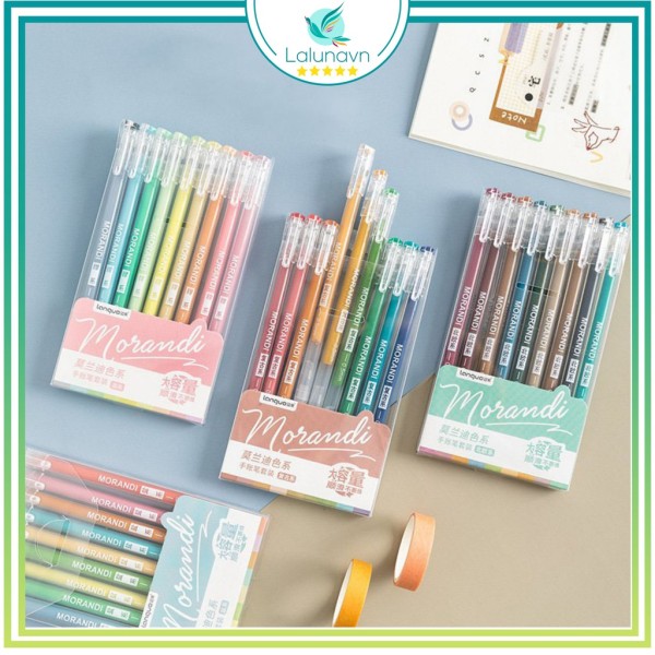 Lalunavn Set 9 bút mực màu sắc khác nhau cho học sinh cute