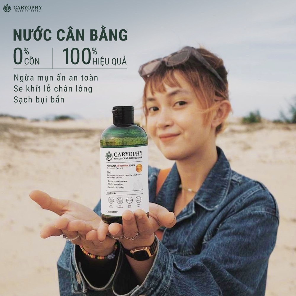 Bộ 3 Sản Phẩm Caryophy Portulaca Mini Size (Tẩy trang 60ml + Sữa rửa mặt 30ml + Toner 50ml)