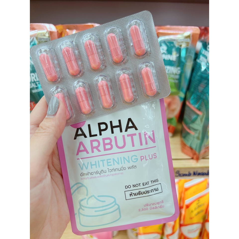 Vỉ 10 viên Alpha Arbutin kích trắng chống nắng dùng để trộn với kem Thái Lan Chính Hãng