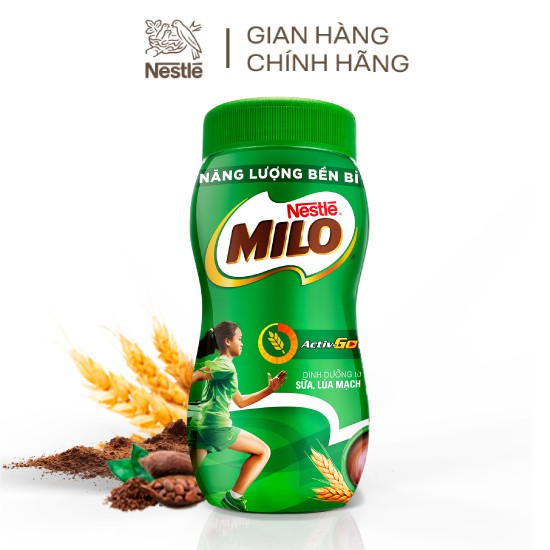 Thức uống lúa mạch Nestlé® Milo® nguyên chất 400g (hũ nhựa) Tiện Dụng