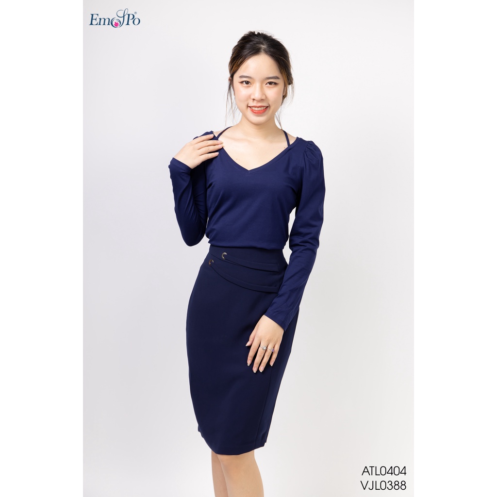 Áo Thun Cổ Tim, Dây Đan Thân Sau Emspo Atl0404