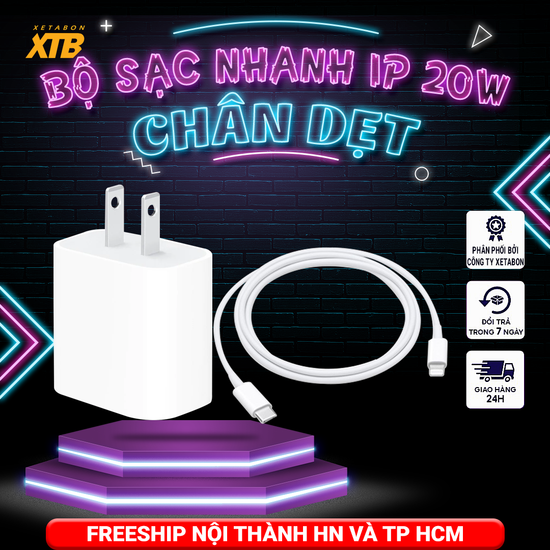 Bộ sạc nhanh IP 20W Chân Dẹt Zin New có chống nổ hộp Seal Xanh Bảo Hành 12