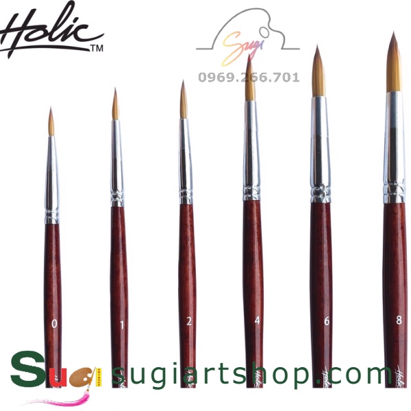 Cọ vẽ đầu tròn holic 1999 thân đỏ, cọ vẽ màu nước nabii holic 199