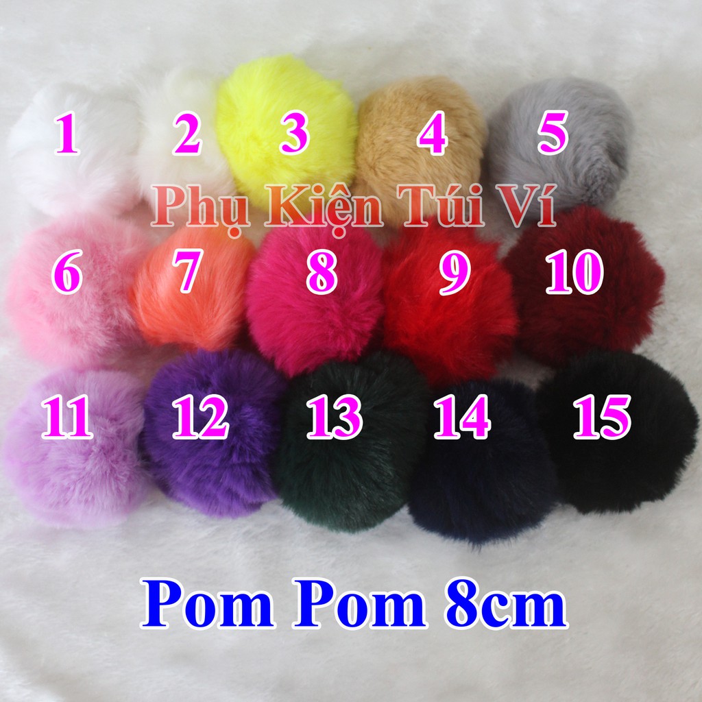 Pom pom trơn 8cm làm đồ handmade
