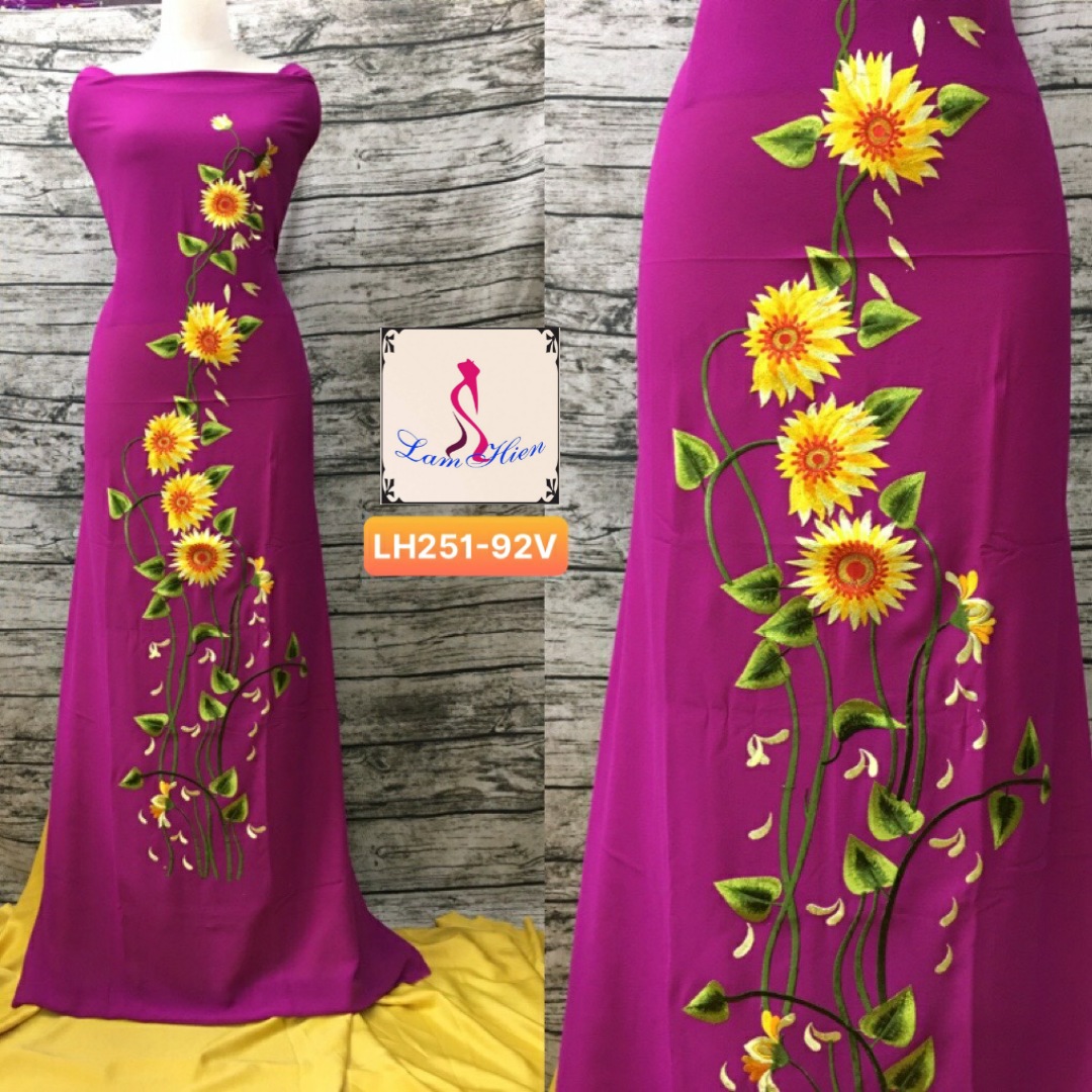 Vải may áo dài bông thêu LH251