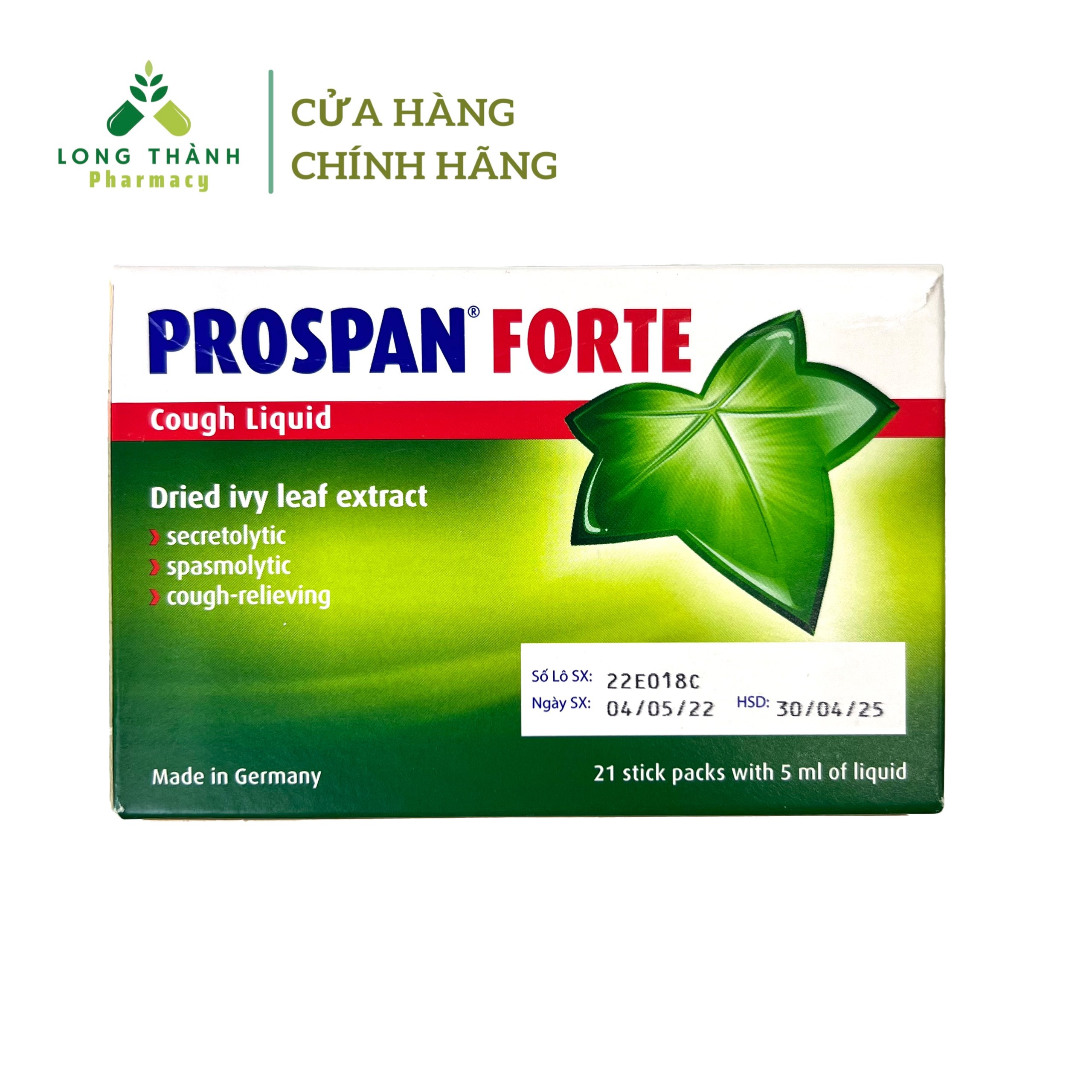 Siro ho thảo dược Prospan - hộp 21 gói 5ml