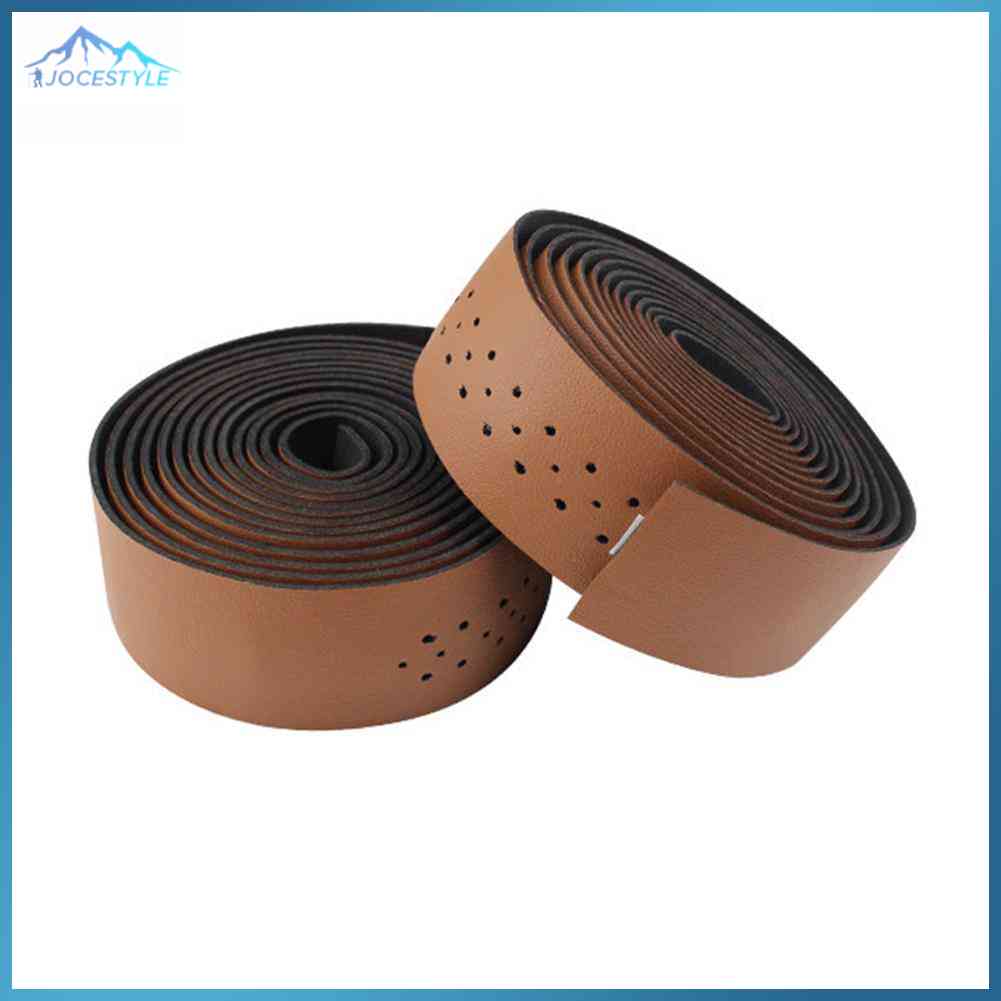 2pcs Cycling PU Leather Handle Bicycle Grips Anti-slip Handlebar Tape Wrap