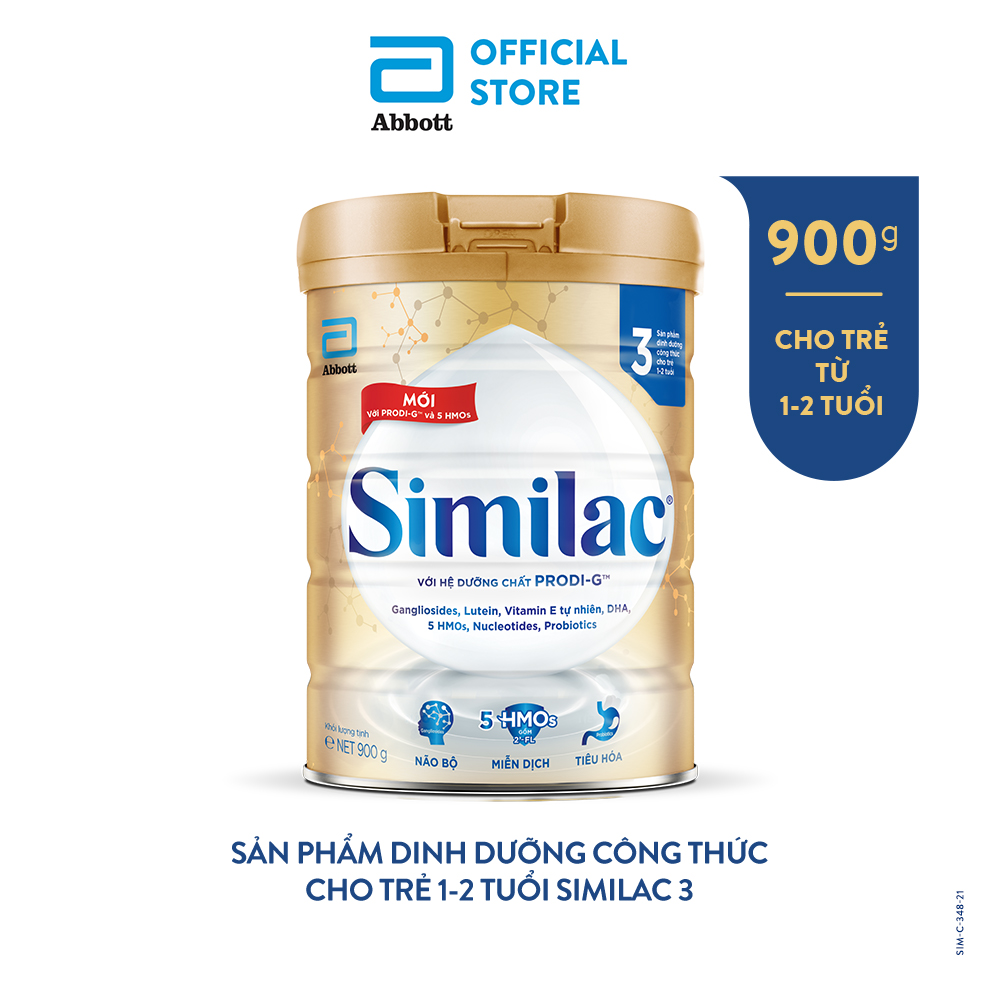 Sữa bột Similac 3 900g đột phá dinh dưỡng 5G mới cho trẻ từ 1-2 tuổi miễn dịch khỏe nhanh trí tựa "5G"