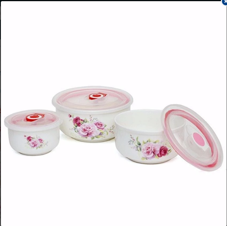 Bộ 3 bát sứ có nắp hút chân không cao cấp