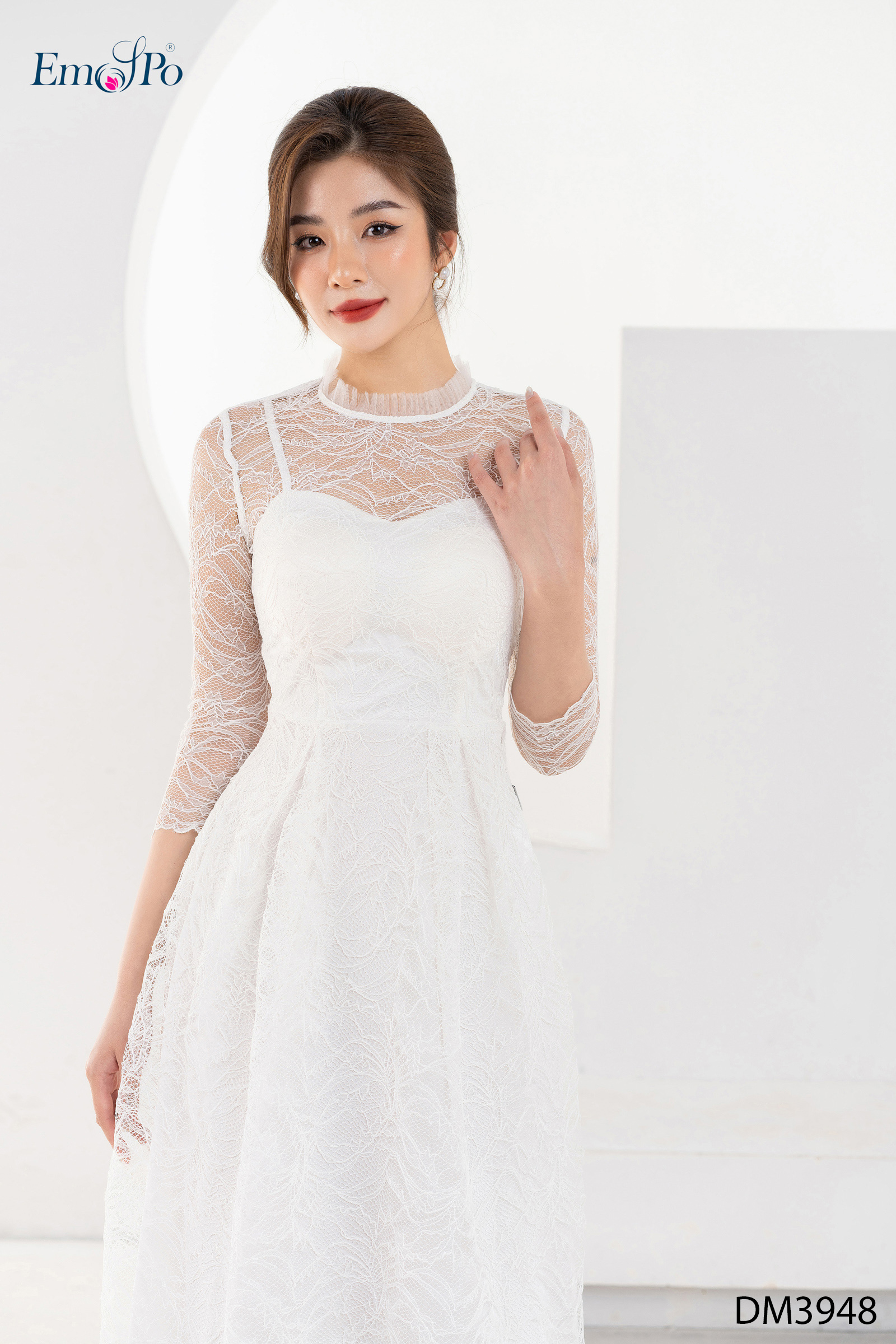 Đầm Xòe Emspo Cổ 2F Phối Lưới Dm3948