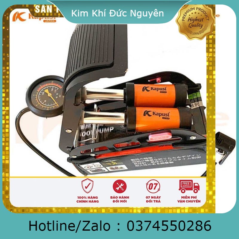 ( Bảo Hành 1 Năm) bơm xe đạp chân 2 ống kapusi nhật bản, bơm xe đạp, bơm xe máy, bơm lốp ô tô kim khí đức nguyên