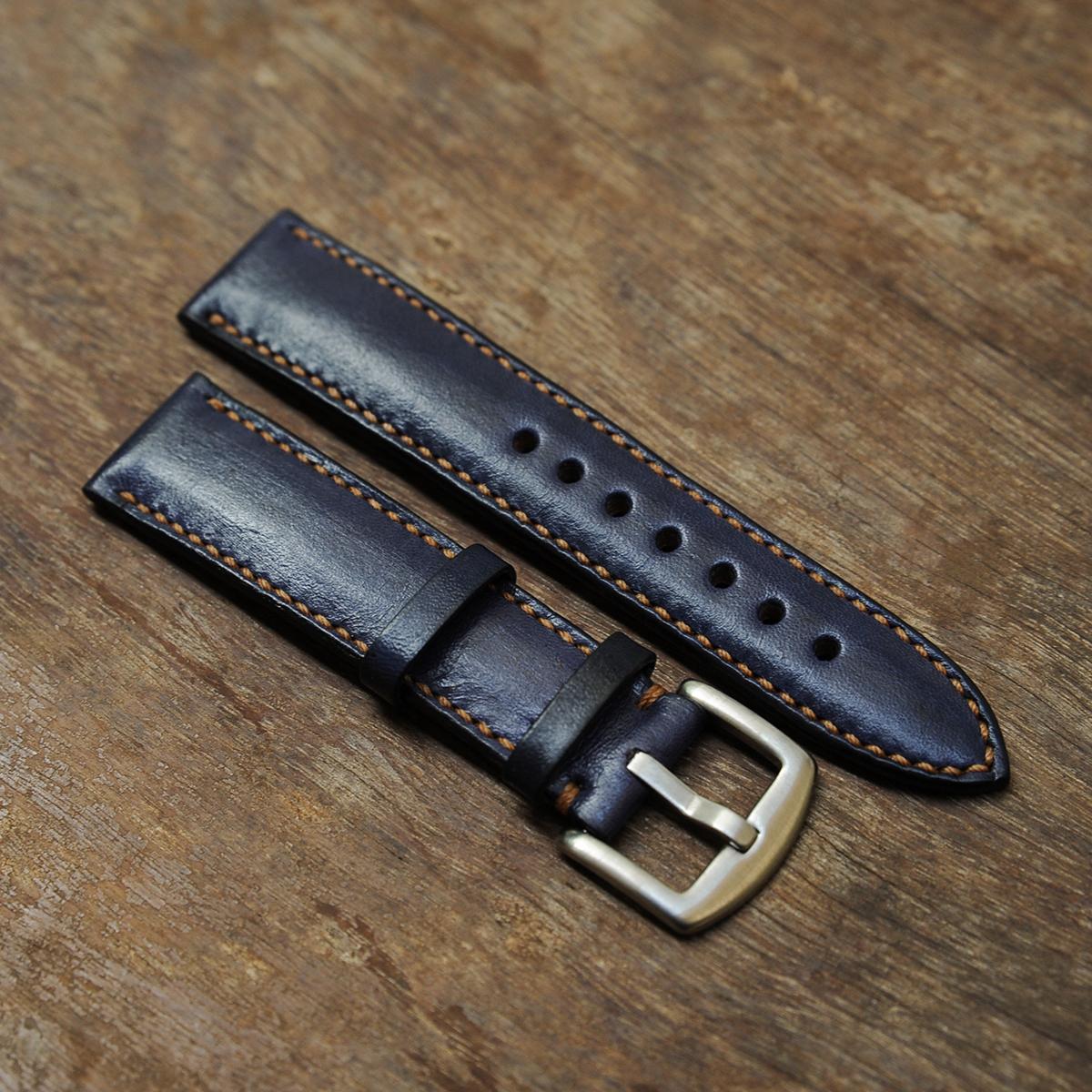 Dây đồng hồ nữ da bò handmade màu xanh navy - Dây đồng hồ Mino Crafts VI414
