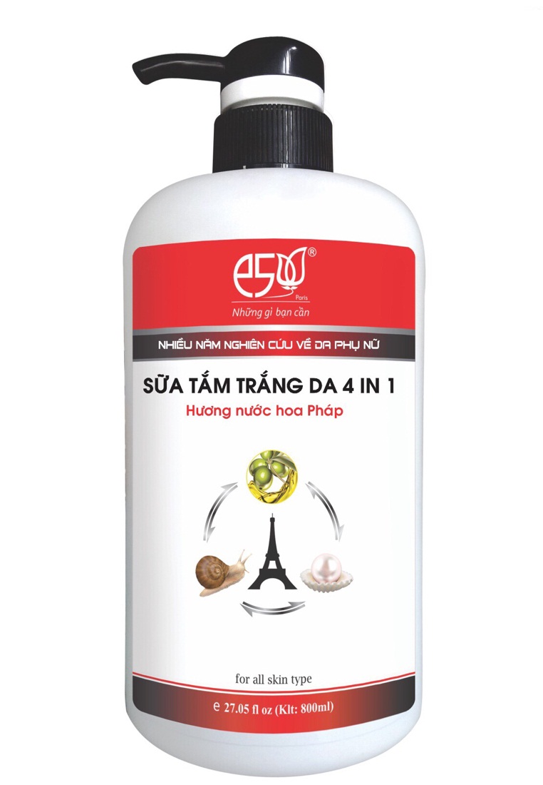Sữa tắm trắng da 4in1 E5 800ml (Đỏ)