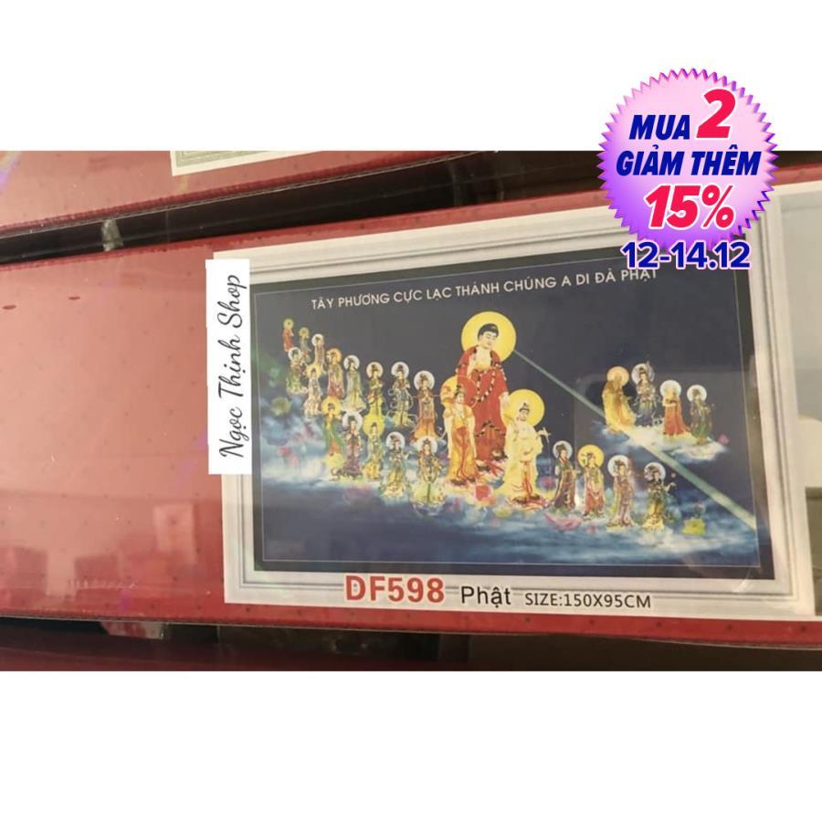 Tranh đính đá phật Tây phương cực lạc df598 kích thước 1m50x95cm