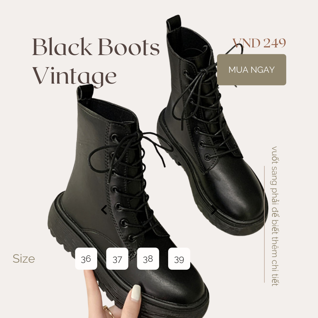 Giày Ulzzang Boots Cổ Cao Đơn Giản Phong Cách Hàn