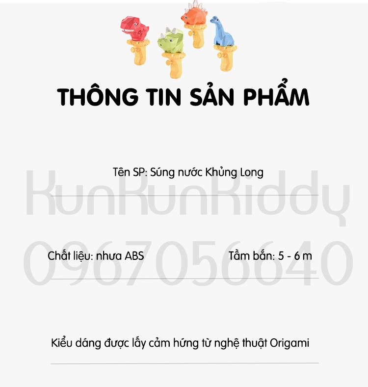 Súng nước Khủng Long CUTE đồ chơi cho bé