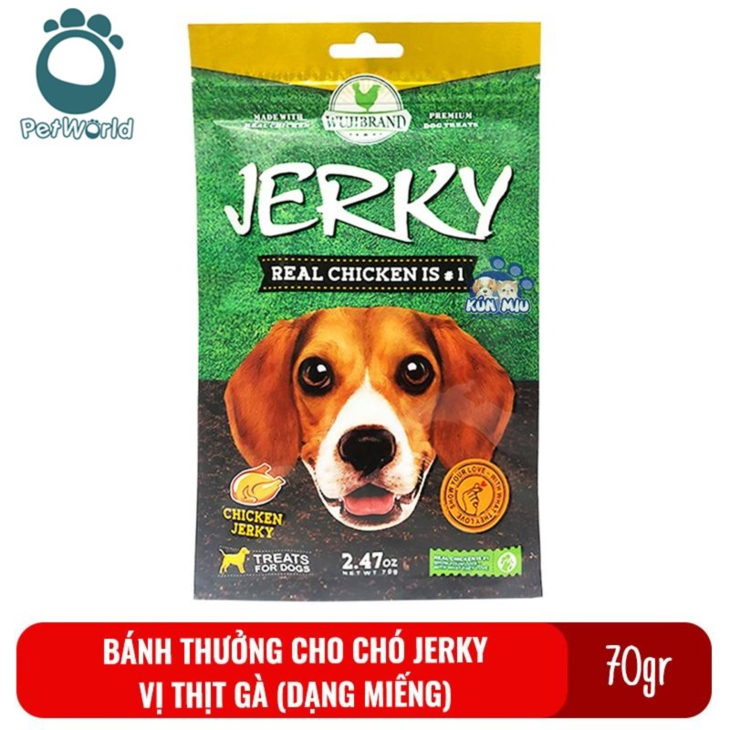 Bánh thưởng cho chó Jerky 70gr - Vị thịt gà dạng miếng