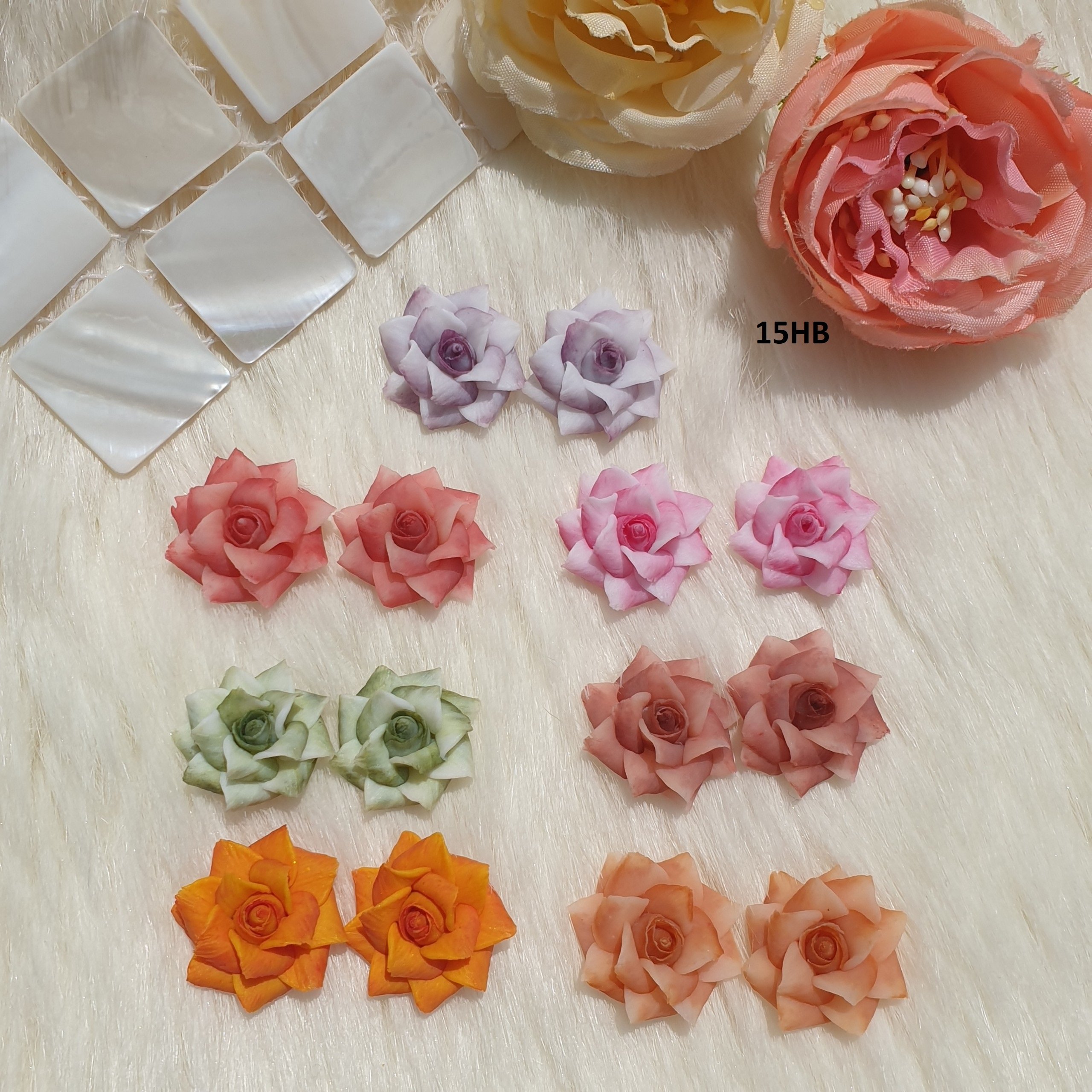 Hoa hồng Pháp - Hoa bột đính móng (combo 4 bông) BYH016