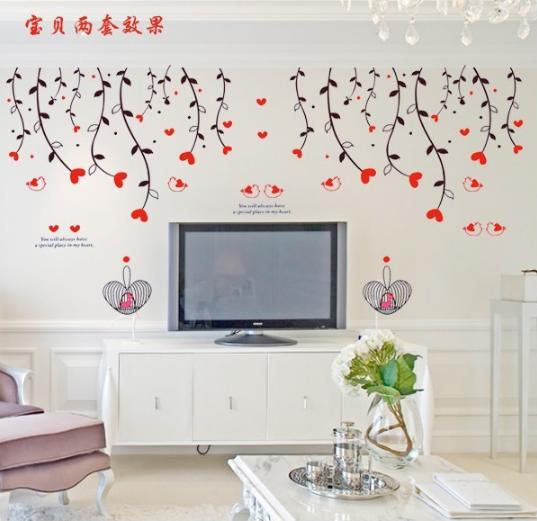 [HCM]Decal trang trí Dây leo Trái Tim Đỏ