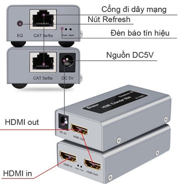 Bộ mở rộng cáp mạng hdmi dtech dt-7009c