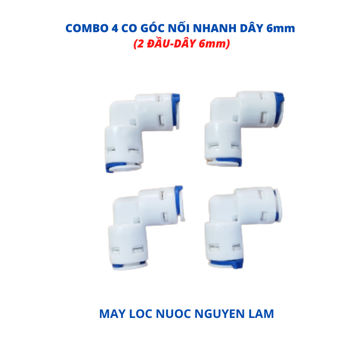 Combo 2 Cút Nối Nhanh Dây 6mm (Cút Góc Nối Nhanh - Dây 6mm)