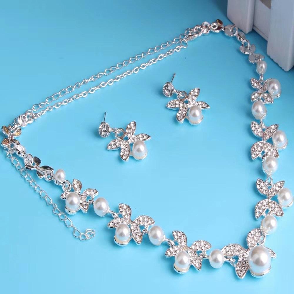 Bộ trang sức cánh bướm đính ngọc trai cao cấp