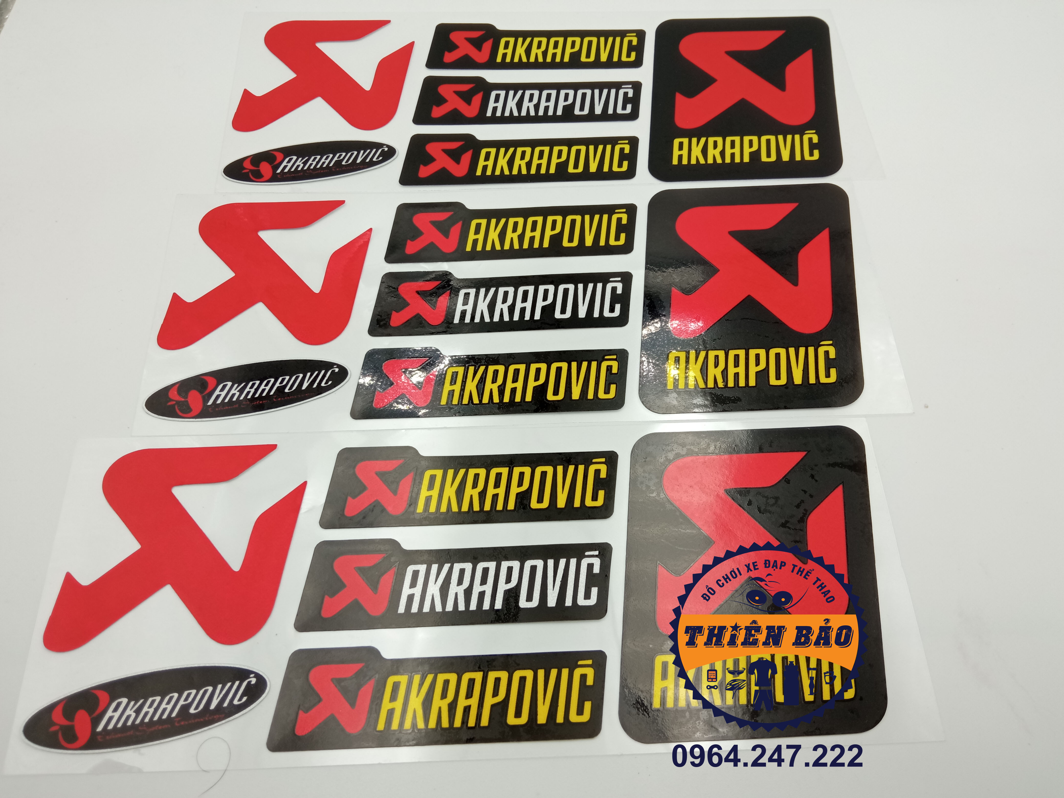 Combo 6 Tem dán pô Akrapovic Sticker dán pô xe, dán phuộc siêu chắc #84