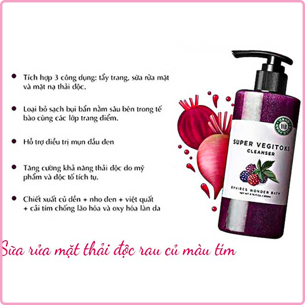 Sữa rửa mặt rau củ cà chua thải độc sủi bọt  Super Vegitoks Cleanser 300ml
