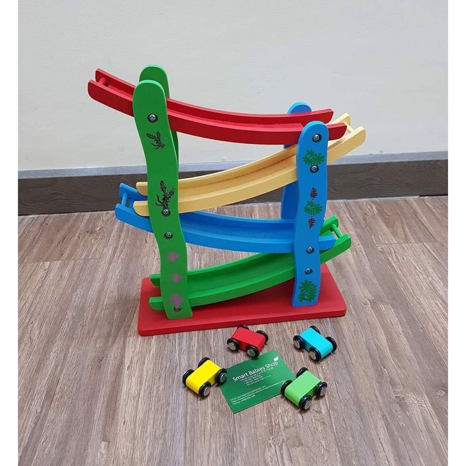 Xe cầu trượt 4 tầng - Đồ chơi gỗ cho bé